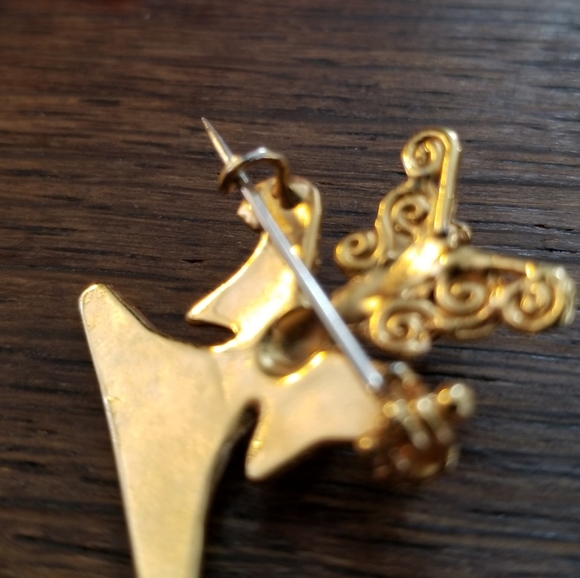 Vintage Inca Mayan artifact styled brooch gold tone pre colombian mesoamerican - Picture 10 of 12